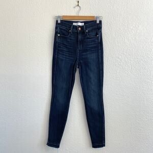 AYR The Riser High Rise Skinny Jeans Dark Wash Raw Hem Women's W26 L28 LA Made